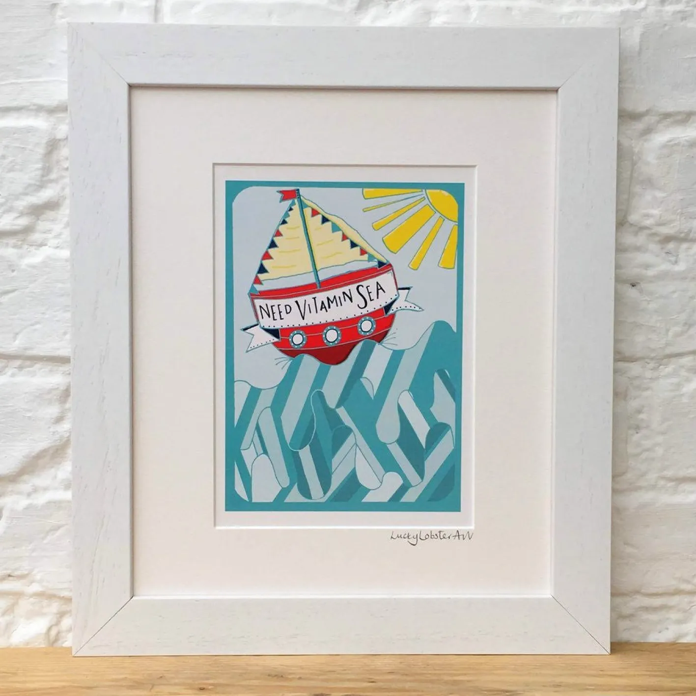 Lucky Lobster Vitamin Sea Print Framed