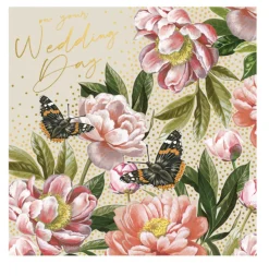 The Art File Wedding Day Peonies & Butterflies Greeting Card