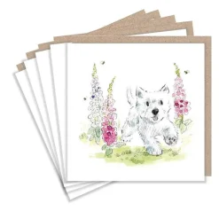 Paper Shed Design Westie and Foxgloves Set of 5  Notecards