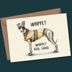 Bewilderbeest Whippet Greetings Card