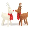 Amica Felt White & Brown Standing Reindeer Pair Felt Decoration