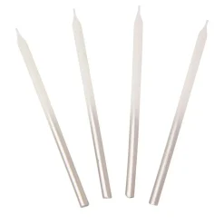 Talking Tables White and Silver Birthday Candles - 16 pack