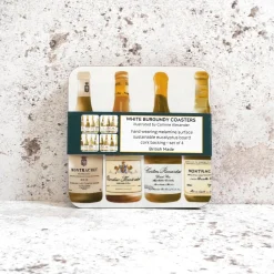 Corinne Alexander White Burgundy Coaster Set by