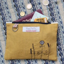 Poppy Treffry Wild Grasses Flat Embroidered Zip Purse with Keyring