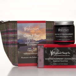 The Highland Soap Company Wild Scottish Raspberry Hand & Body Cream with Soap Gift Bag