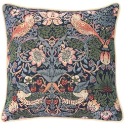 Signare William Morris Strawberry Thief Blue Pillow