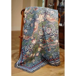 Signare William Morris Strawberry Thief Blue Tapestry Throw