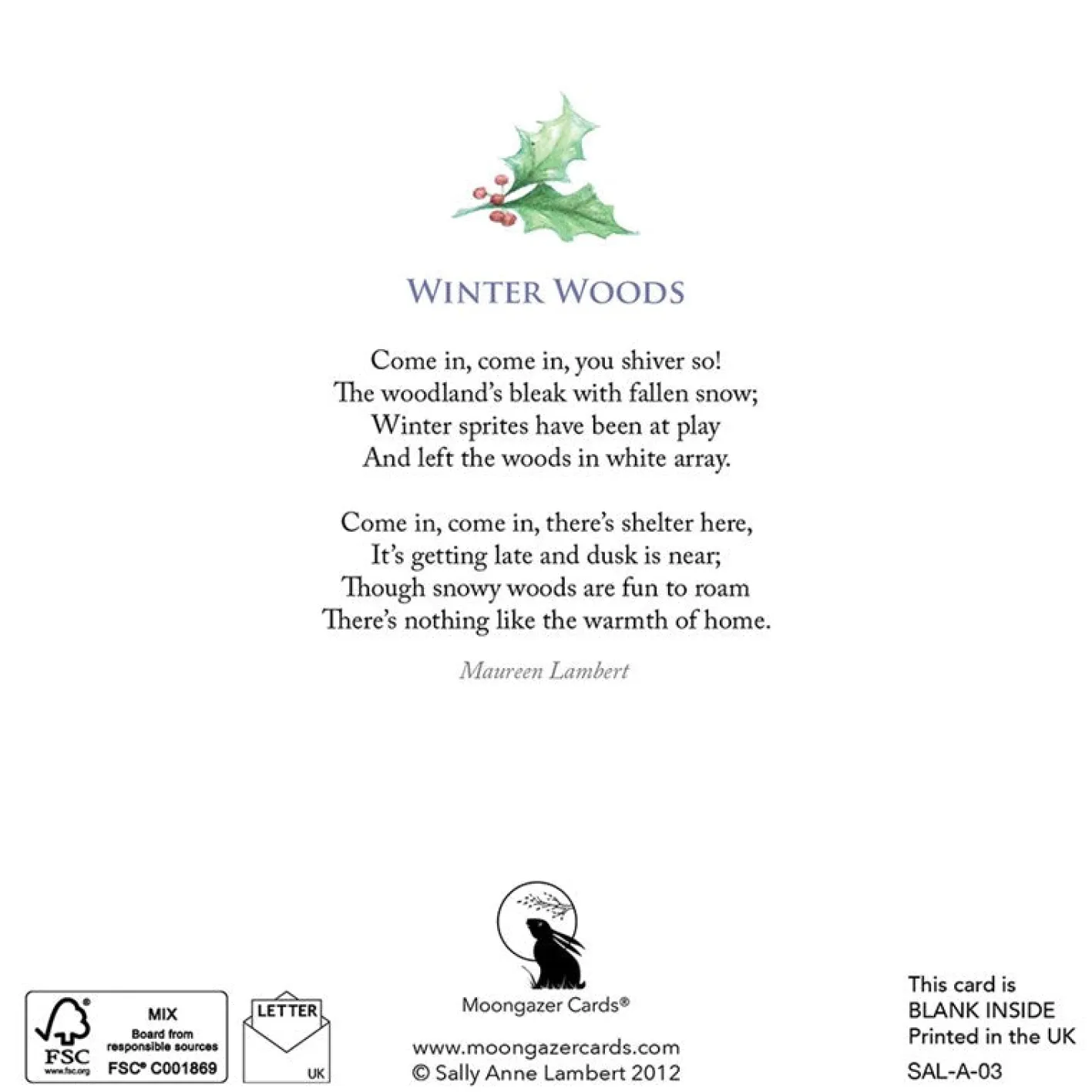 Moongazer Cards Winter Woods Greeting Card
