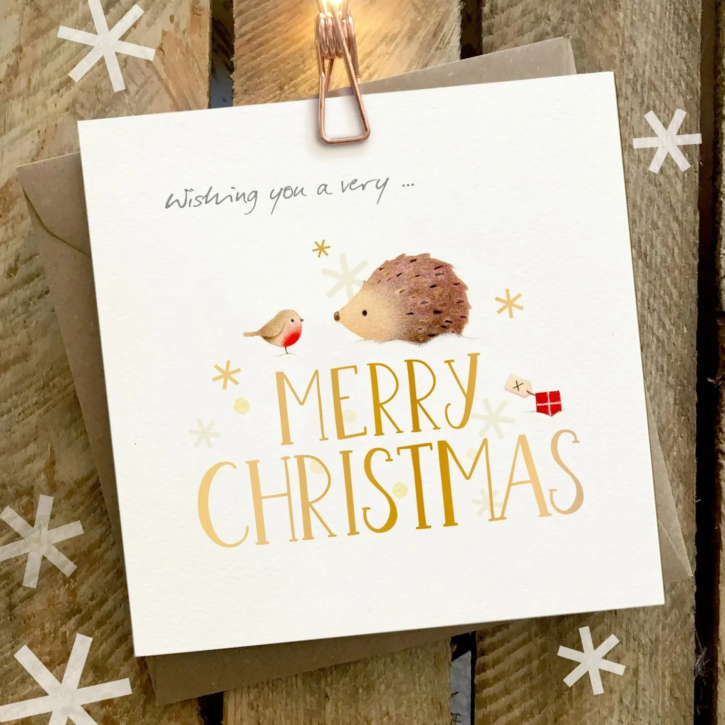 Ginger Betty Wishing You a Very Merry Christmas Robin & Hedgehog Card