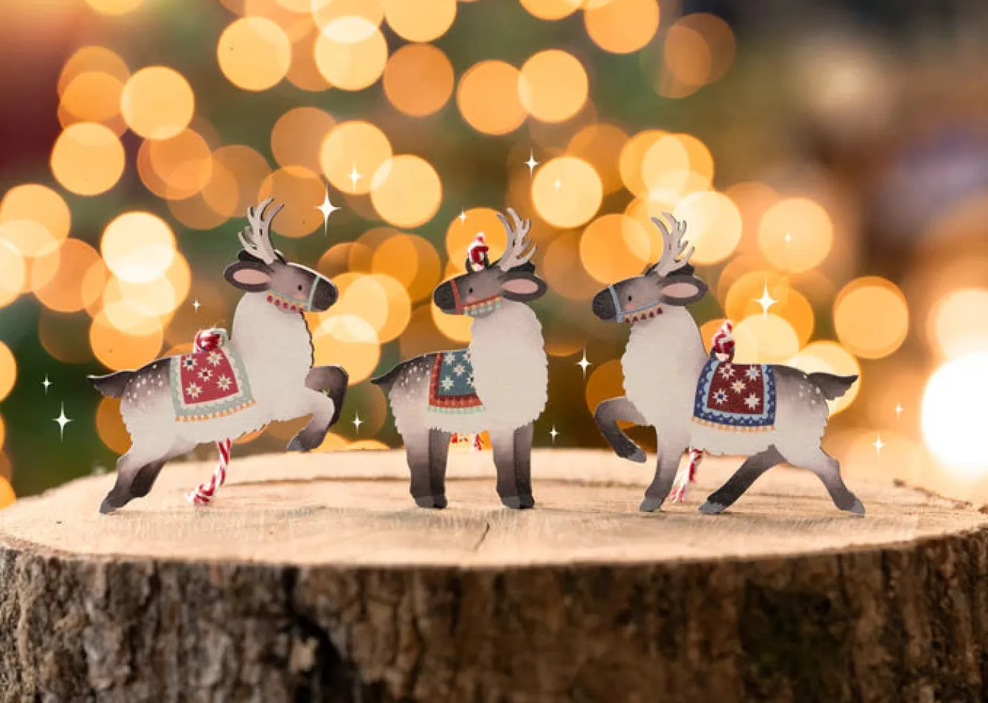 Dapple & Dot Wooden Reindeer Christmas Decorations