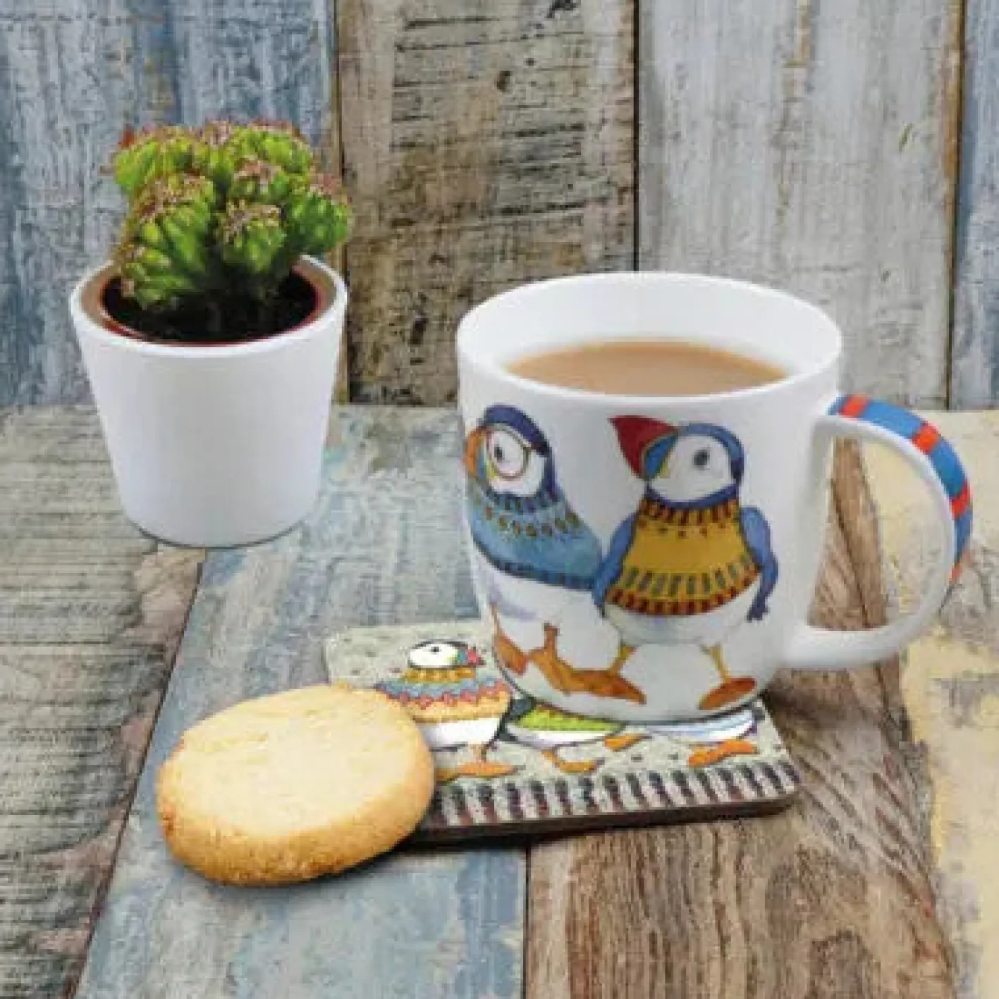Emma Ball Woolly Puffins II Bone China Mug (Boxed)