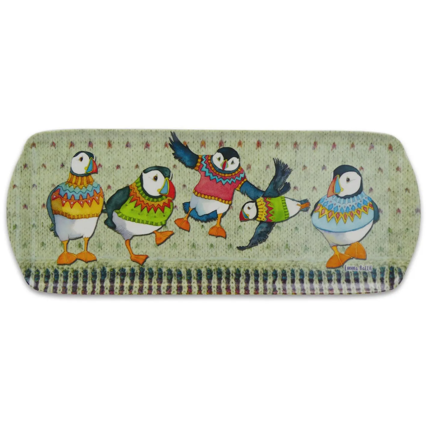 Emma Ball Woolly Puffins Melamine Sandwich Tray