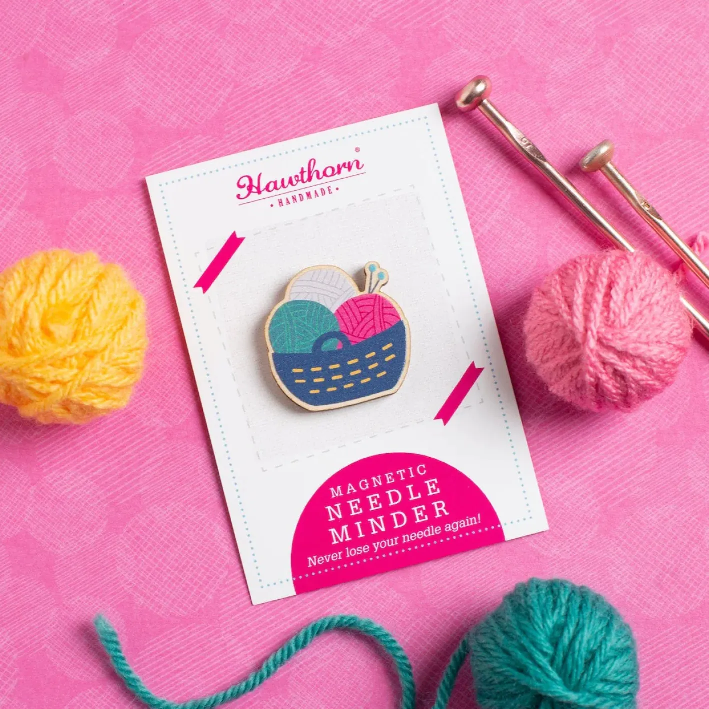 Hawthorn Handmade Yarn Basket Magnetic Needle Holder