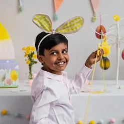 Talking Tables Yellow Gingham Bunny Ears Headband