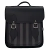 Zatchels Handmade Leather City Backpack Plus - Black & Grey Stripe