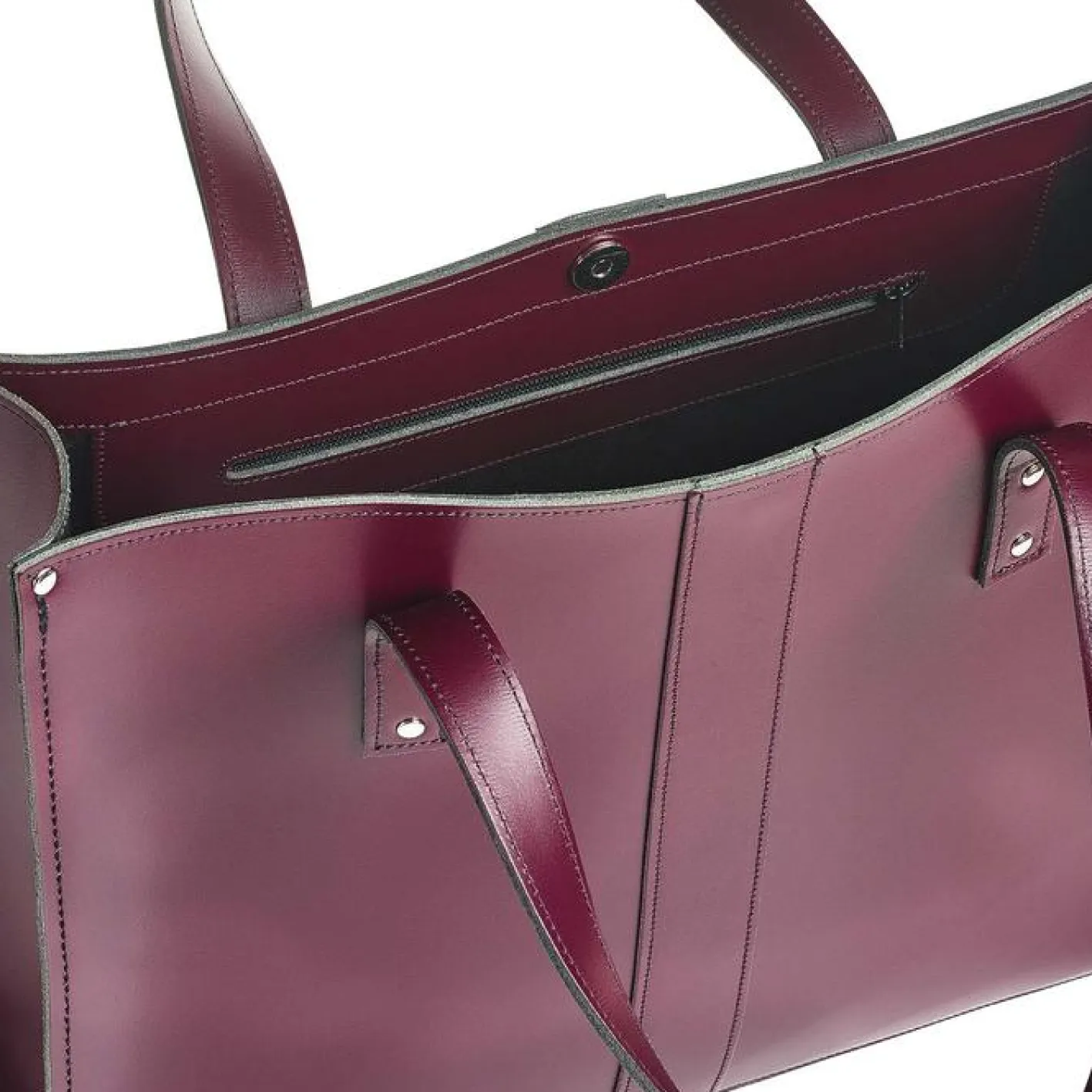 Zatchels Handmade Leather Shopper - Marsala Red