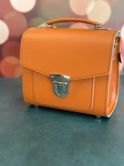 Zatchels Handmade Leather Sugarcube Plus Handbag - Burnt Orange