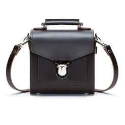 Zatchels Handmade Leather Sugarcube Dark Brown Small Handbag