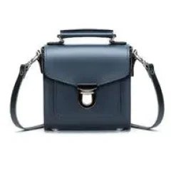 Zatchels Handmade Leather Sugarcube Plus Handbag - Navy