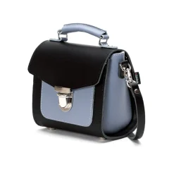 Zatchels Handmade Leather Sugarcube Blue Noir Small Handbag