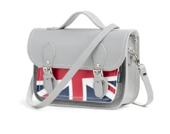 Zatchels Handmade Leather Union Jack Midi Satchel - Gray