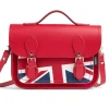 Zatchels Handmade Leather Union Jack Midi Satchel - Red