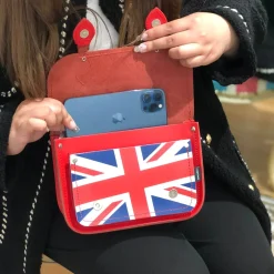 Zatchels Handmade Leather Union Jack Midi Satchel - Red